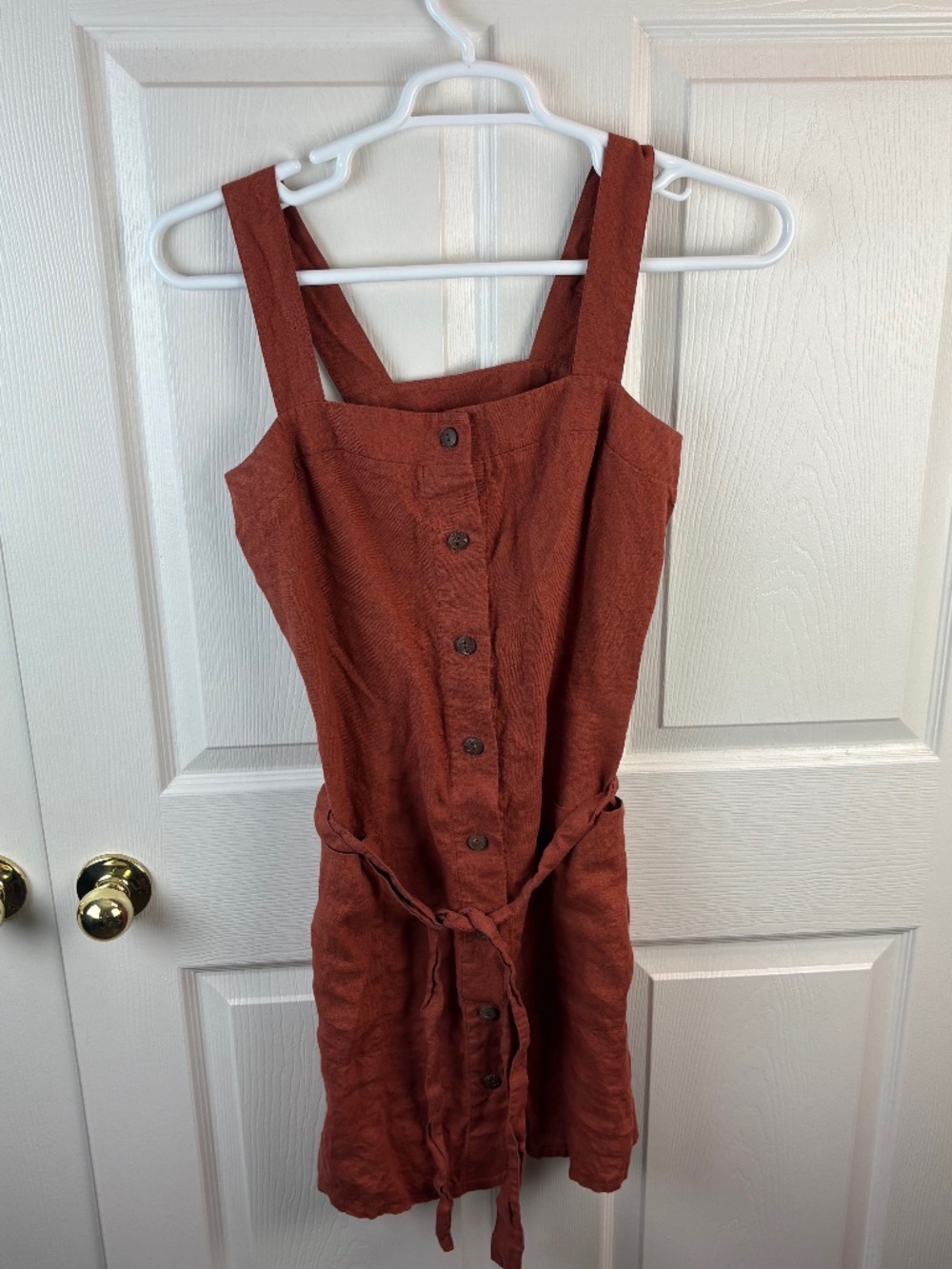 Linen Handmade Studio Sleeveless Button Front Dress
